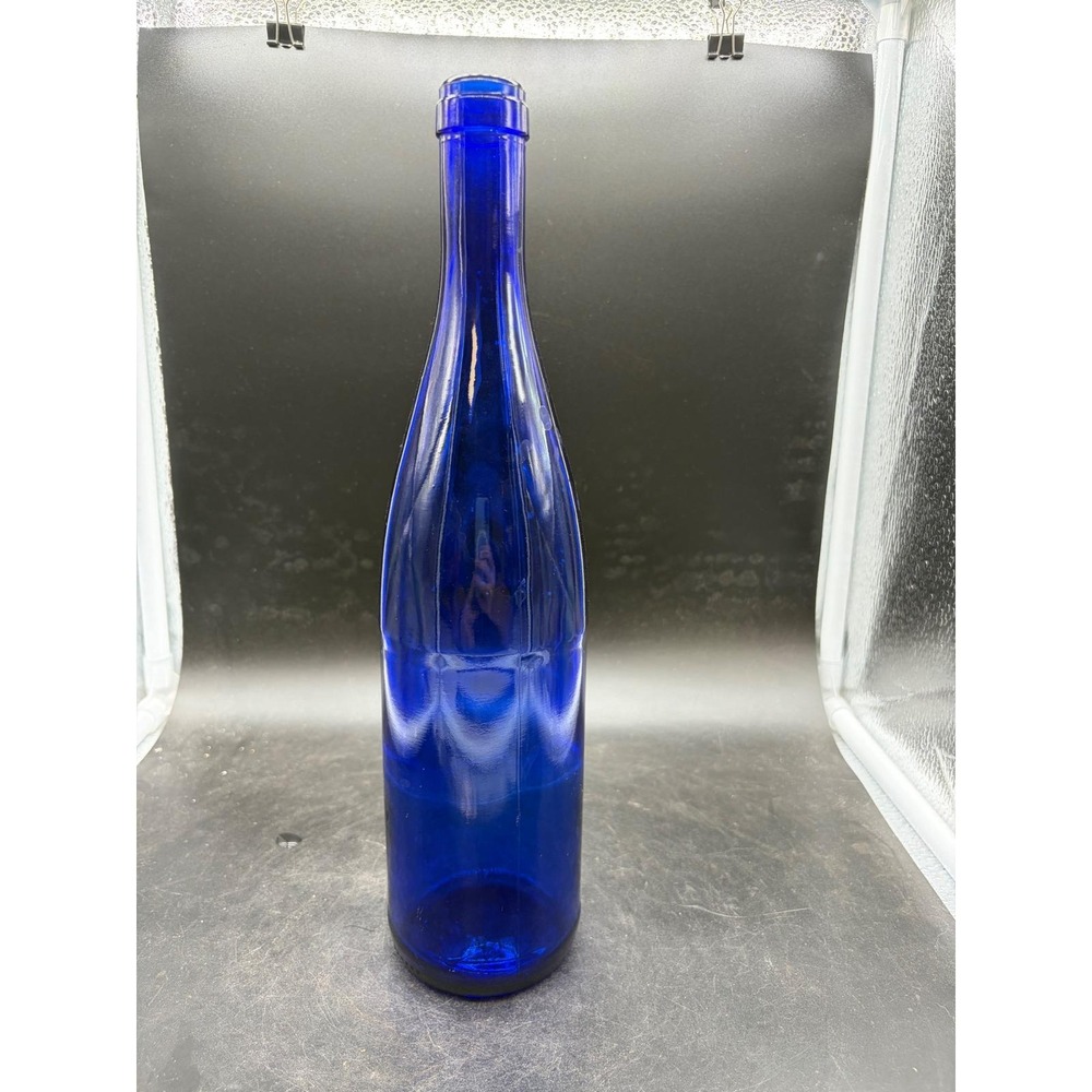 Vintage Cobalt Blue Glass Wine Bottle 750ml Decorative Vase Home Decor 12 inch